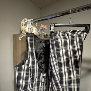 Bay Studio Black and White Plaid Ensemble matching Vest and Shorts